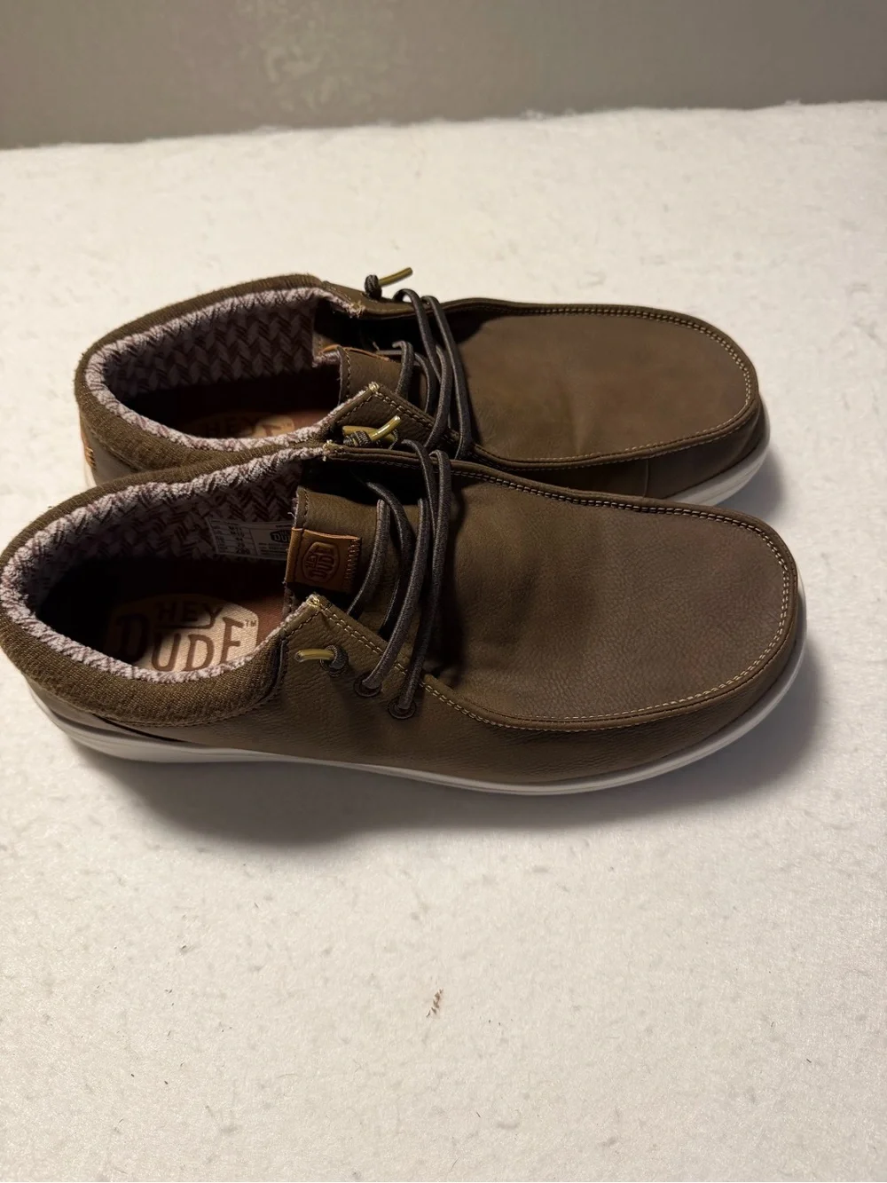 Hey Dude Men’s Olive Brown Casual Slip-On Lace-Style Loafers
